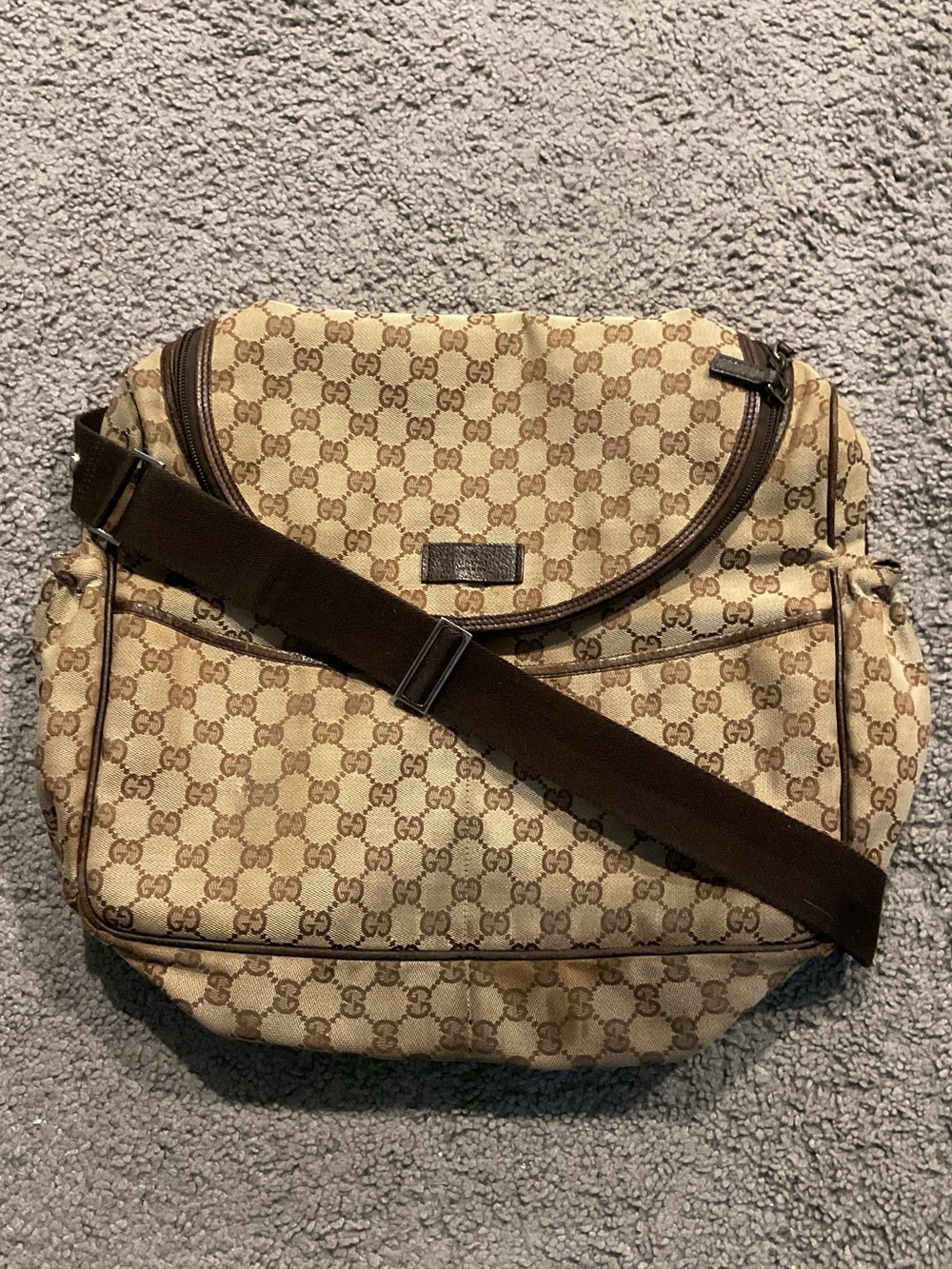 Gucci Vintage Monogram Diaper Messenger Laptop Bag Shoulder Crossbody Purse